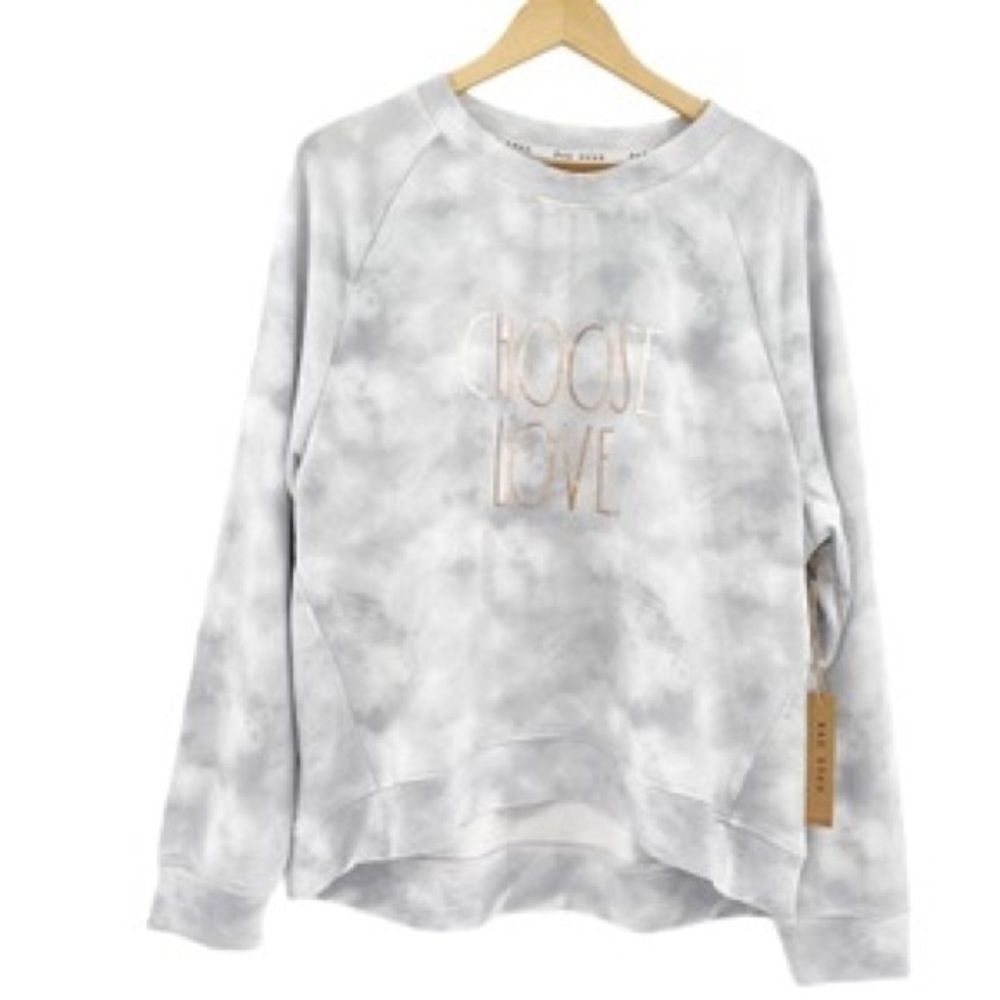 RAE Dunn Choose Love grey blue tie dye sweatshirt